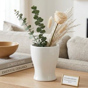 Handcrafted Ceramic Vase in White - Timeless Home Accent